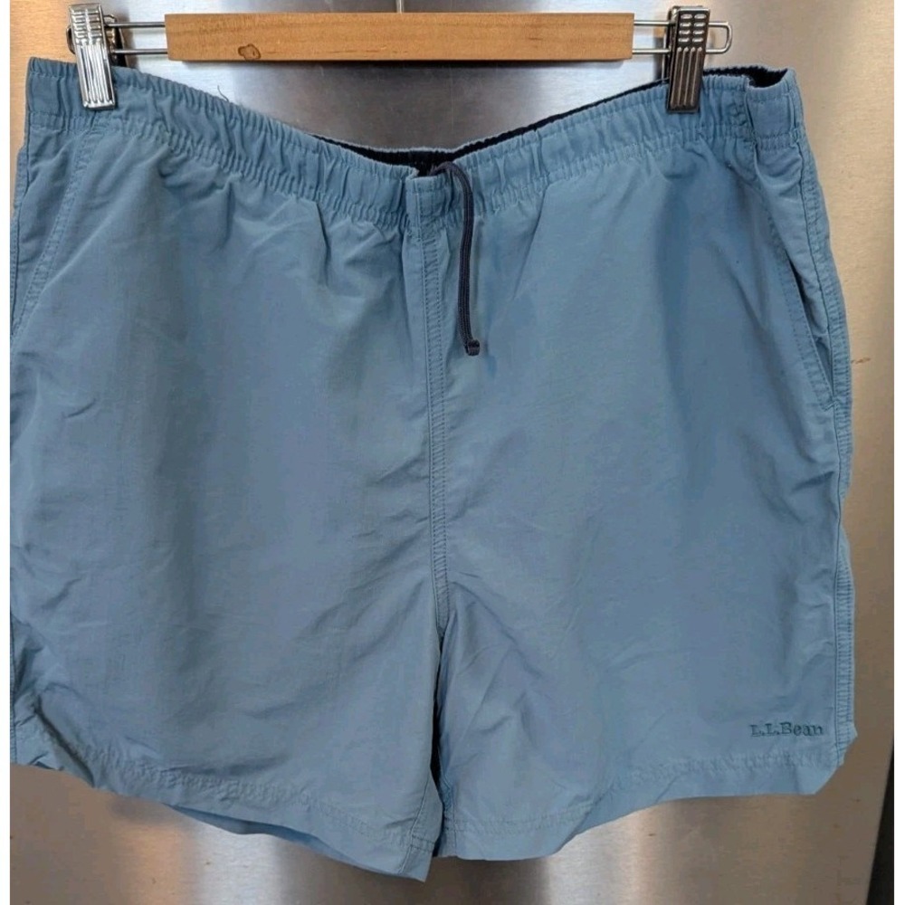 L.L.Bean Shorts Mens L Blue Supplex Nylon Swim Trunks Mesh Lined Quick Dry Beach